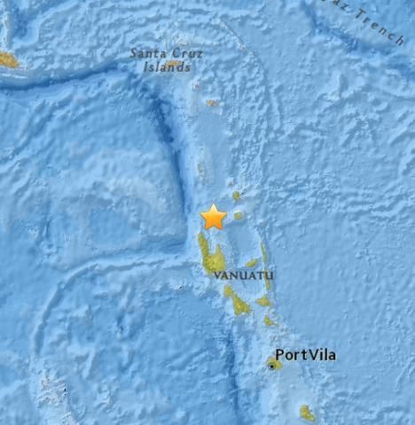 瓦努阿图群岛附近发生7.2级地震震源深度10公里