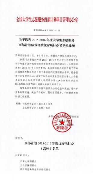 我校再次荣获全国大门生自愿服务西部计划“良好项目办”称号