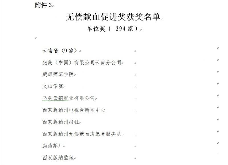 文山学院再次荣获全国无偿献血促进奖